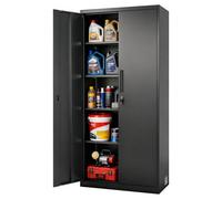 VEVOR Armario Metálico de Almacenamiento 80 x 40 x 175 cm, Armario Multifuncional con Cerradura Puertas Magnéticas 2 Llaves 4 Estantes Ajustables, Mueble Organizador para Oficina Taller Almacén, Negro