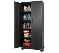 VEVOR Armario Metálico de Almacenamiento, 80 x 40 x 184,5 cm, Armario Multifuncional, con Ruedas Puertas Magnéticas Llaves Estantes Ajustables, Antivuelco, Mueble Archivador para Oficina Garaje Hogar