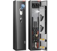 VEVOR Armario para Armas con Cerradura de Huella Dactilar Caja Fuerte para Rifles de Acceso Rápido con Estante Extraíble, Estante para Pistolas para Armas Largas y Pistolas en Casa, 28 x 30 x 138 cm