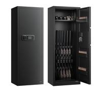 VEVOR Armario para Armas Largas con Cerradura con Contraseña, Caja Fuerte para 6-8 Rifles con 3 Compartimentos para Munición y 2 Estantes Ajustables, 48 x 34,8 x 132 cm, (Requiere Ensamblaje)