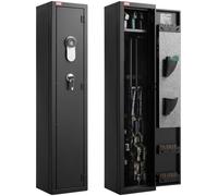 VEVOR, armario para armas, robusto, fabricado en acero laminado en frío, con panel de control digital y llave. Amplio armario para armas largas, con compartimento para cargadores e iluminación LED. Re