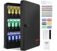 VEVOR Armario para Llaves con 48 Ganchos Caja para Llaves de Acero 28,5x37x8 cm Armario con Soporte para Llaves Cerradura Mecánica con 48 Etiquetas 2 Llaves Almacenamiento Seguro de Llaves en Oficina
