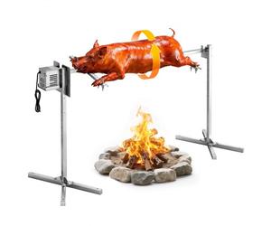 VEVOR Asador Giratorio Eléctrico 8 Niveles de Altura, Capacidad de Carga de 60 kg, Longitud de 1321 mm, Acabado en Acero Inoxidable, Rotación Suave de 360°, Parrilla para Fiesta, Acampada, Barbacoa