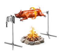 VEVOR Asador Giratorio Eléctrico 8 Niveles de Altura Carga de 40 kg 1321 mm | Para Fiestas, Acampadas, Barbacoas, Camping al Aire Libre, Motor de 38 W, Acabado en Acero Inoxidable, Rotación Suave de 360°