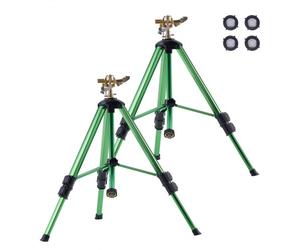 VEVOR Aspersor de Impacto con Base de Trípode 2 Piezas, de Alta Resistencia, con Cabezal de Latón y Conector G3/4 pulgada, 360 Grados para Riego de Areas Grandes y Altura Ajustable para Jardín