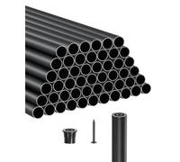 VEVOR Balaustres de Escalera de Aluminio 66 cm Barandilla de Metal Redonda 51 Piezas Barandilla Hueca para Terraza con Tapas de Riel y Tornillos para Escaleras, Porches, Patios, Balcón, Negro
