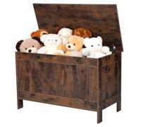 VEVOR Banco de Almacenaje Infantil Multifuncional, Hecho de MDF, Caja de Juguetes de Madera, con Bisagra de Seguridad, Arcón para Sala de Juegos, Salón o Recibidor, 754 x 389 x 480 mm, Marrón