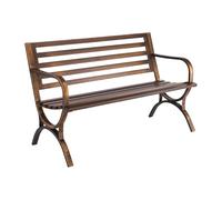VEVOR Banco de Jardín de Metal 127 cm con Estructura de Acero al Carbono, Respaldo de Listones, Reposabrazos, Banco para Exterior, Ideal para Patio, Jardín, Parque, Porche, Color Bronce Antiguo