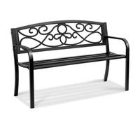 VEVOR Banco de Jardín de Metal Banco de Parque 127 cm Banco de Descanso Carga de 250 kg Banco de Jardín y Parque para Exterior con Respaldo y Reposabrazos Banco para Jardín, Parque, Patio, Porche