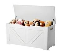 VEVOR Banco Infantil con Almacenaje, Baúl de Juguetes de Madera, Banco con Bisagra de Seguridad, para Sala de Juegos, Salón o Recibidor, 990 x 395 x 480 mm, Base 40 kg y Superficie 96 kg, Blanco