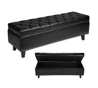 VEVOR Banco Otomano de Piel Sintética con Espacio de Almacenamiento Patas de Madera 415x1305x440 mm Banco para Zapatos para Entrada, Tapizado para Cama, Cojín de Espuma, para Sala de Estar, Negro