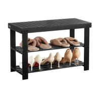 VEVOR Banco Zapatero de Bambú 703 x 288 x 451 mm Banco Zapatero de 3 Niveles Organizador de Zapatos Capacidad para Hasta 129,7 kg para Entrada de Puerta, Pasillo, Sala de Estar, Dormitorio, Negro