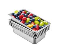 VEVOR Bandeja Rectangular de Acero Inoxidable, 50 x 30 x 15 CM, 6 Unidades Bandeja Honda Rectangular para Servir, Bandeja Profunda para Horno, Bandeja de Acero Inoxidable, Bandeja para Arroz al Vapor