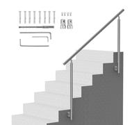 VEVOR Barandilla de Escalera 150 cm Pasamanos Escalera de Transición Exterior de Acero Inoxidable Kit de Instalación Montaje Lateral Barra de Soporte de Doble Columna para Casa, Porche, Terraza