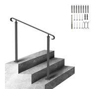 VEVOR Barandilla de Escalera Exterior 120 x 13,5 x 97 cm Barandilla de Hierro Forjado Altura y Ángulo Ajustable Pasamanos Exterior Portal para 2 Escalones Barandilla de Escalera Negro Entrada Jardín