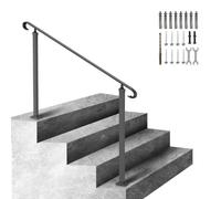 VEVOR Barandilla de Escalera Exterior 140 x 13,5 x 97 cm Barandilla de Hierro Forjado Altura y Ángulo Ajustable Pasamanos Exterior Portal para 3 Escalones Barandilla de Escalera Negro Entrada Jardín