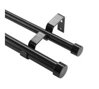 VEVOR Barra de Cortina Doble Barra de Cortina Extensible 183-366 cm con Tapas de Extremo Hierro Robusto Carga 13,6 kg para Colgar Cortinas Opacas y Ventanas Transparentes Sala de Estar Baño Dormitorio