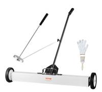 VEVOR Barredora magnética de 36 pulgadas con ruedas, capacidad de 55 libras, con herramienta de recogida magnética telescópica, mango ajustable, barredora de recogida magnética para recoger clavos y t