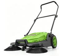 VEVOR Barredora Manual, Ancho de Barrido de 650 mm, Barredora de Empuje sin Cable, con Contenedor de Residuo de 18,9 L, Mango Ergónomico y Ajustable, Limpieza para Jardín Patio Aceras, Color Verde