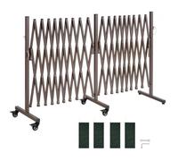 VEVOR Barricada Extensible de 6 m, Barrera de Seguridad Plegable, Valla Metálica Portátil, con Ruedas y Frenos, Aleación de Aluminio, para Jardín Patio Construcción Control de Espacios, Color Marrón