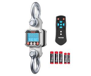 VEVOR Báscula Colgante Digital Carga Máxima 3000 kg Resolución 500 g con Aluminio Fundido, Retención de Pico Datos, Tara, Pantalla LCD, Escala Digital de Grúa Portátil para Almacén Pesca Granja Taller
