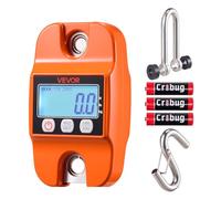 VEVOR Báscula Colgante Digital Carga Máxima 400 kg, Resolución 100 g con Tara, Retención de Pico Datos, Pantalla LCD, Aluminio Fundido, Escala Digital de Grúa Portátil para Pesca Almacén Taller Granja