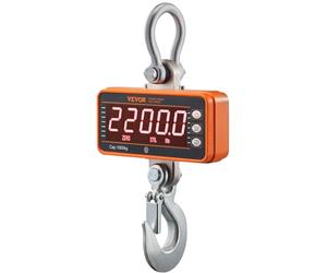 VEVOR Báscula Colgante Industrial 1000 kg Báscula de Grúa Digital con Control Remoto Carcasa de Aluminio Fundido, Pantalla LED de Alta Precisión para Granja, Caza, Pesca, Garaje al Aire Libre, Naranja