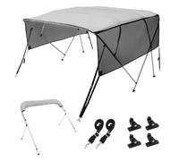 VEVOR Bimini - Lona para Barco de 4 Arcos, Ancho de instalación: 231 a 244 cm, poliéster 600D, con Paredes Laterales de Malla extraíbles, Impermeable y protección Solar, con Caja de