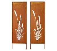 VEVOR Separador de Ambientes Metal, 50 x 160 cm, Biombo de Exterior e Interior, Paquete de 2 Piezas, Diseño de Naturaleza, Patrón de Plantas, Pantalla de Privacidad para Jardín Patio, Marrón Óxido