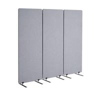 VEVOR Biombo Separador de Ambientes de 1840 x 350 x 1655 mm, Divisor Plegable de 3 Paneles de Poliéster Pet Insonorizado Mamparas Divisorias Independientes de Privacidad para Estudio de Oficina, Gris