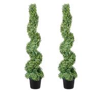 VEVOR Boj Topiario Artificial 122 cm Espiral de Boj Artificial 2 Plantas Falsas de PE 10 Hojas Recambiables con Maceta Inodora para Decoración de Exteriores Interiores Jardín Terraza Balcón Entrada