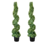 VEVOR Boj Topiario Artificial 122 cm Espiral de Boj Artificial 2 Plantas Falsas de PE 10 Hojas Recambiables con Maceta Inodora para Decoración de Exteriores Interiores Jardín Terraza Balcón Entrada