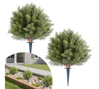 VEVOR Bola de Topiario Artificial de Ciprés para Exterior con Estaca, 406 mm, 2 uds, Plantas Artificiales, Arbustos de Imitación para Decoración, Porche, Patio, Jardín, Balcón y Patio Trasero