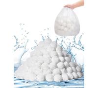 VEVOR Bolas de Filtro para Piscina 1,56 kg para Filtro de Arena de Piscina Medio Filtrante de Fibra de Poliéster Blanco Reutilizable con Bolsa de Lavado para Piscina, Acuario, Tanque, Piscina Elevada