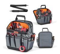 VEVOR Bolsa de Herramientas con 39 Bolsillos, Apertura Superior, Bolsa Organizadora Portátil con Correa Ajustable, Base de Plástico, Asa, Cremallera Grande para Mecánicos Electricistas Contratistas