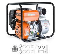 VEVOR Bomba de Agua a Gasolina 101,6 mm, 422 GPM, 8,3 HP, Motobomba de Agua a Gasolina, Altura de Succión de 9,3 m, Elevación Máxima de 33,5 m, con Manguera de Descarga, para Riego, Estanques