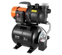 VEVOR - Bomba de agua para jardín de 1,1 kW, con una capacidad de 5300 L/h, tipo jet, con depósito de presión de 19 L, altura de elevación de 51 metros, incluye filtro, válvula de retención y cuerpo d