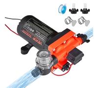 VEVOR Bomba de Diafragma, 12 V DC, 18,9 L/min, Autocebante, de 4 Cámaras con Presostato Automático y Presión de 4,8 Bar, para Autocaravanas, Caravanas, Barcos, Yates y Lavaderos de Coches, 192 W