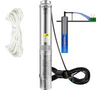 VEVOR Bomba de Pozo Profundo Motor de 370 W Bomba Sumergible para Pozo 230V50Hz Bomba de Agua Sumergible para Pozos Flujo Máximo de 110 L/min con Caja de Control Externa para Tierras de Cultivo Minas