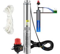 VEVOR Bomba de Pozo Profundo Motor de 550 W Bomba Sumergible para Pozo 230 V 50 Hz Bomba de Agua Sumergible para Pozos Flujo Máximo de 50 L/min con Interruptor Automático para Tierras de Cultivo Minas