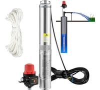 VEVOR Bomba de Pozo Profundo Motor de 550W Bomba Sumergible para Pozo 230 V 50 Hz Bomba de Agua Sumergible para Pozos Flujo Máximo de 50 L/min con Interruptor Automático para Tierras de Cultivo Minas