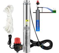 VEVOR Bomba de Pozo Profundo Motor de 750 W Bomba Sumergible para Pozo 230V 50Hz Bomba de Agua Sumergible para Pozos Flujo Máximo de 105 L/min con Interruptor Automático para Tierras de Cultivo Minas