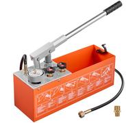 VEVOR Bomba de Prueba de Presión Hidráulica 11,36 L, Manual, Doble Válvula, Rango de prueba de 0-50 bar, con Manómetro y Tanque, Material Resistente, para Sistemas de Tuberías de Agua, Calefacción