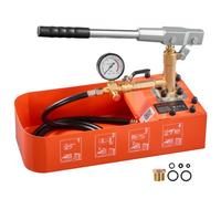 VEVOR Bomba de Prueba de Presión Hidráulica 7,57 L, Manual, Válvula Simple, Rango de prueba de 0-50 bar, con Manómetro y Tanque, Material Resistente, para Sistemas de Tuberías de Agua, Calefacción
