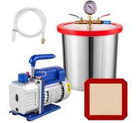 VEVOR Bomba de Vacío 3 CFM 1/4 HP Cubo 12 L Carcasa de Aleación de Aluminio Bomba de Vacío de Aire Acondicionado 1720 RPM 220V Bomba de Vacío para Desgasificar Siliconas, Aceites Esenciales, Uretanos