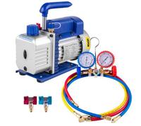 VEVOR Bomba de vacío aire acondicionado 3 CFM 1/4 HP Bomba de vacío Refrigeración 85 L/Min HVAC 1 etapa con medidor de colector antireflujo aceite para aire acondicionado doméstico coches automoción