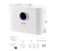 VEVOR Bomba Maceradora, 700W, Flujo 9600 L/h, Cabezal 10 m, Bomba Trituradora Aguas Fecales para Eliminación de Aguas Residuales con 3 Entradas de Agua para Inodoro, Sótano, Fregadero, Ducha, Bañera
