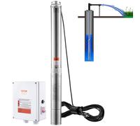 VEVOR Bomba Sumergible para Pozo Profundo, 2200W 230V, 9,8 m³/h Caudal 144 m Cabezal, con Cable de 19,4 m y Caja de Control Externa, Bombas de Agua de Acero Inoxidable para Riego Industrial y Uso Domé