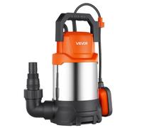 VEVOR Bomba Sumergible de Agua 750 W 20.000 L/h con Interruptor de Flotador | Sistema Portátil de Extracción de Agua, Elevación de 9 m, Material Termoplástico, para Vaciar Piscinas, Estanques de Jardín