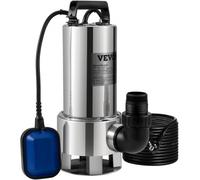 VEVOR Bomba Sumergible de Aguas Residuales 1300W 1,75HP Bomba de Agua Sumergible Flujo Máximo de 333,3L/min Bomba de Agua Sucia Elevación Máxima de 11m para Bombear Agua de Piscinas, Sótanos, Estanque